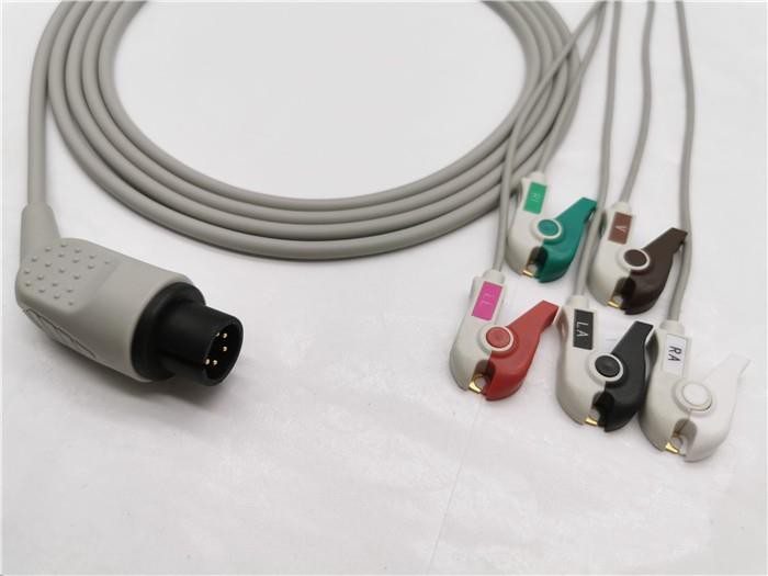 AAMI ECG Transducer Adapter Cable 5 Leads Clips